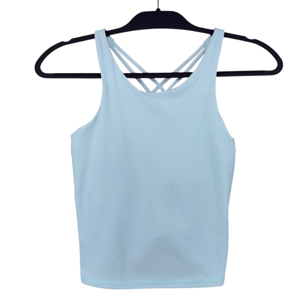 All in Motion Women Light Blue Cross Back Tank Top Athletic Crop